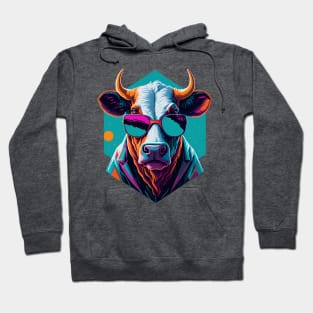 cool cow with sunglasses Hoodie